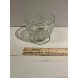 Vintage Anchor Hocking Clear Pressed Glass Diamond Point Berry Bowl – 3.75"